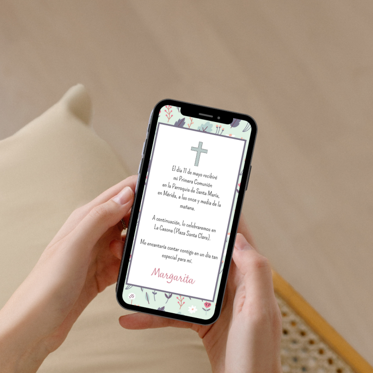 mockup invitacion comunion flores
